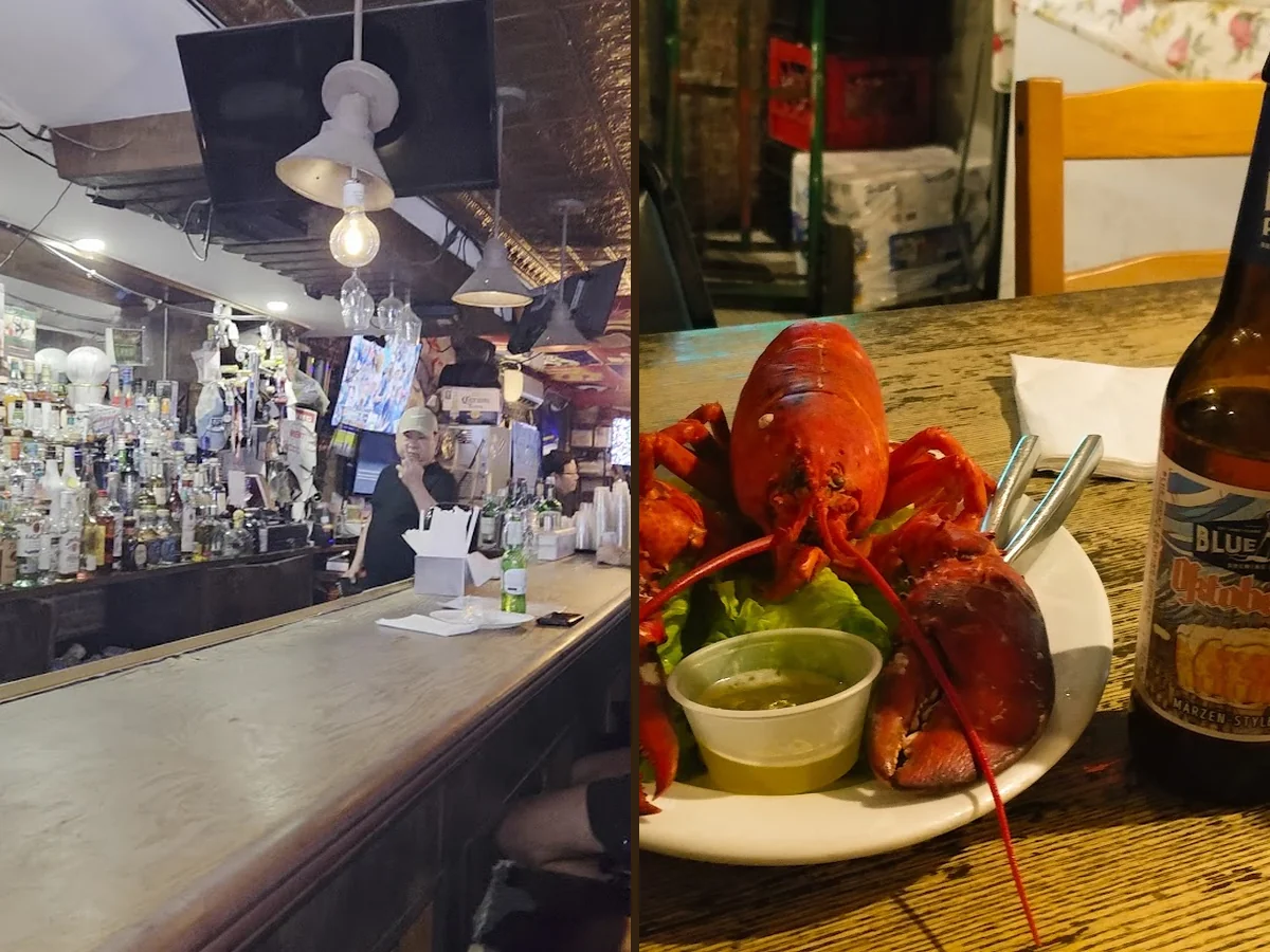 Cozy dining room for seafood and drinks.